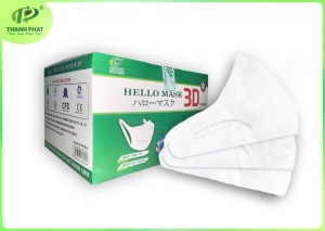 Khẩu Trang 3D  Hello Mask - Japan (Hộp 50 cái - Màu Trắng)